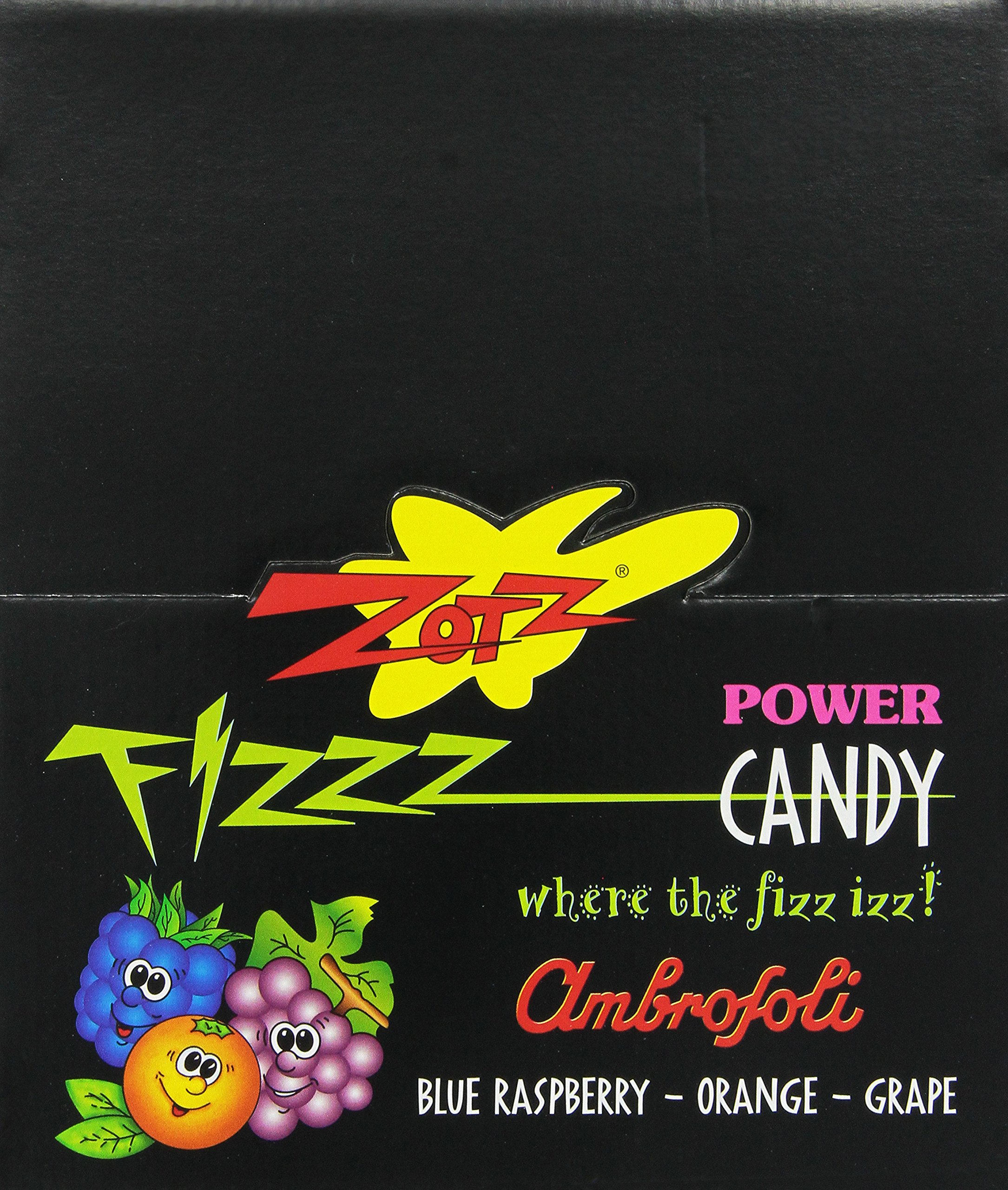 Zotz Fizz Sour Candy - Blue Razz, Orange & Grape 48ct. by Candy